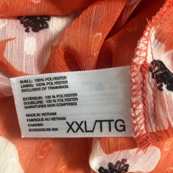 3/$25 ❥ Alfred Sung Sheer  Floral Sleeveless Top Orange XXL - Picture 4 of 5